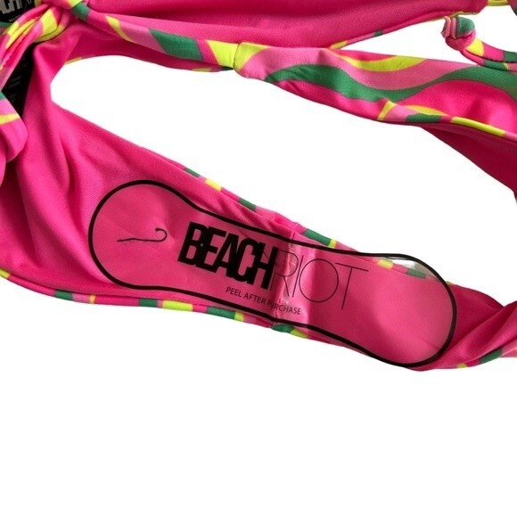 NEW BEACH RIOT Raquel Top Soliel Bottom String Bikini Set L 90s Wave Swim Suit - Picture 4 of 5